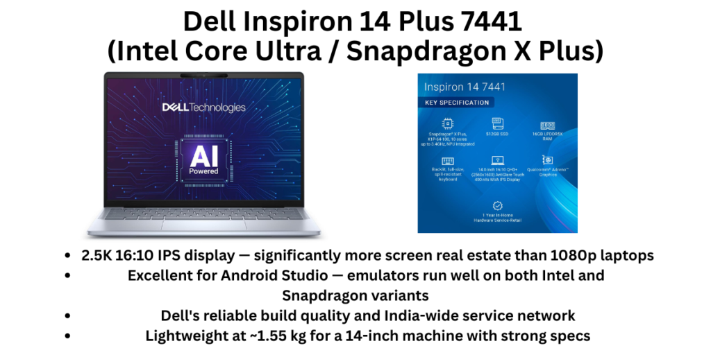 Dell Inspiron 14 Plus 7441 (Intel Core Ultra Snapdragon X Plus) for developers