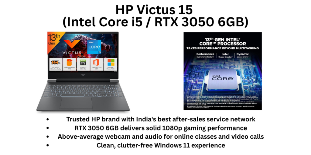HP Victus 15 (Intel Core i5 RTX 3050 6GB) Gaming Laptop