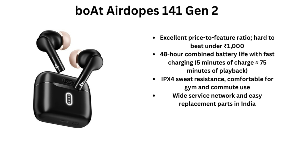 boAt Airdopes 141 Gen 2 pros and cons