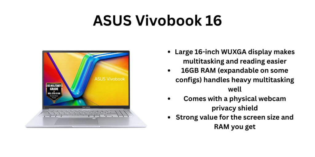 ASUS Vivobook 16 pros and advantages